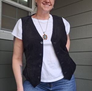 TALL Vintage Y2k Eddie Bauer Black Velvet Vest Size 18 Tall Dark Academia